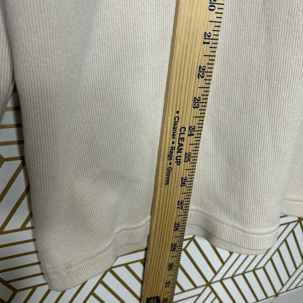 Banana Republic Ivory XL 1/4 Zip Mock Neck Knit Pullover Sweater Elbow Patches